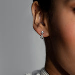 Elegant and timeless diamond stud earrings featuring one pear-cut and one round-cut diamond, crafted from sustainable lab-grown diamonds and 18k solid gold.