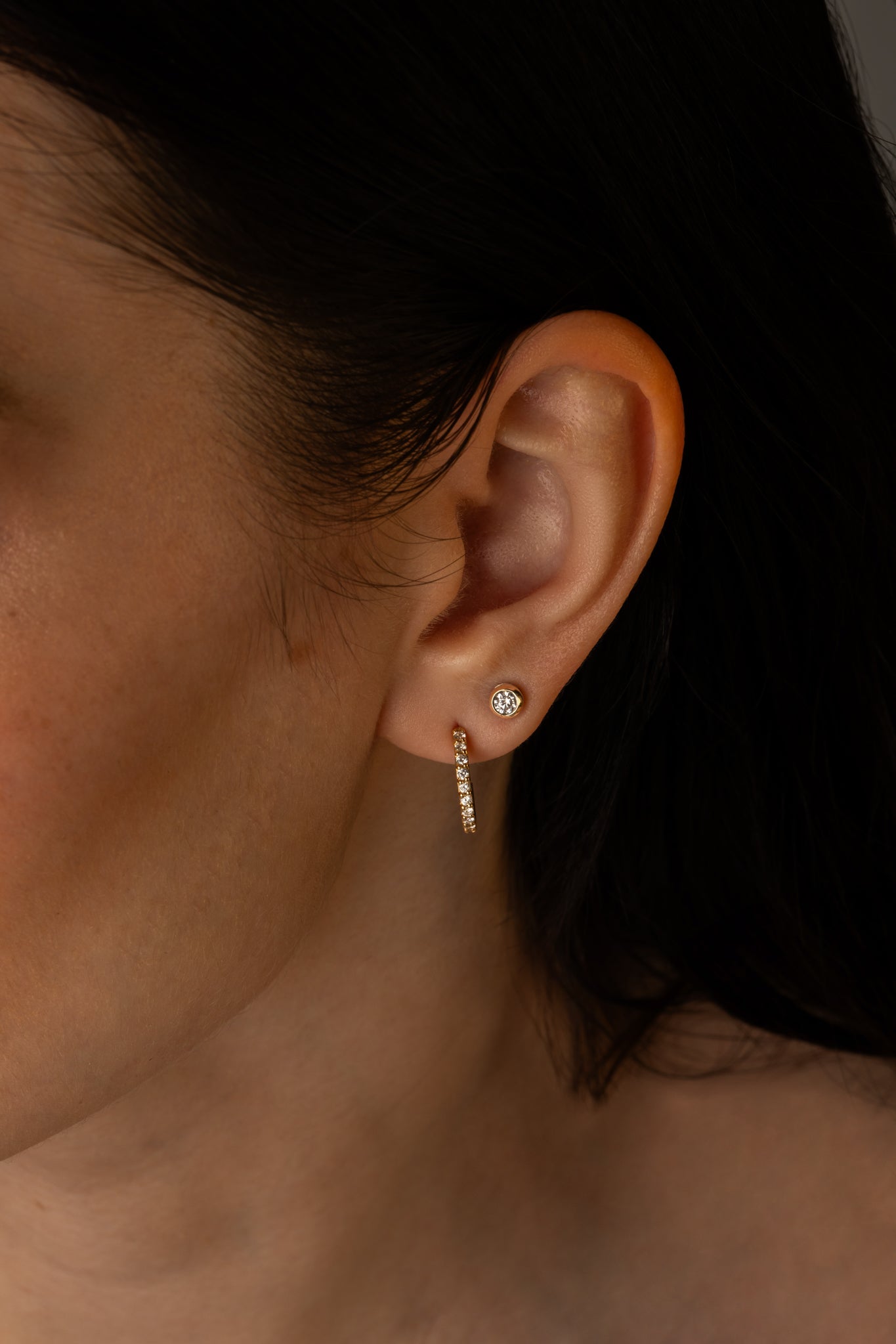 Bezel Studs Örhängen Small (0.20tcw)