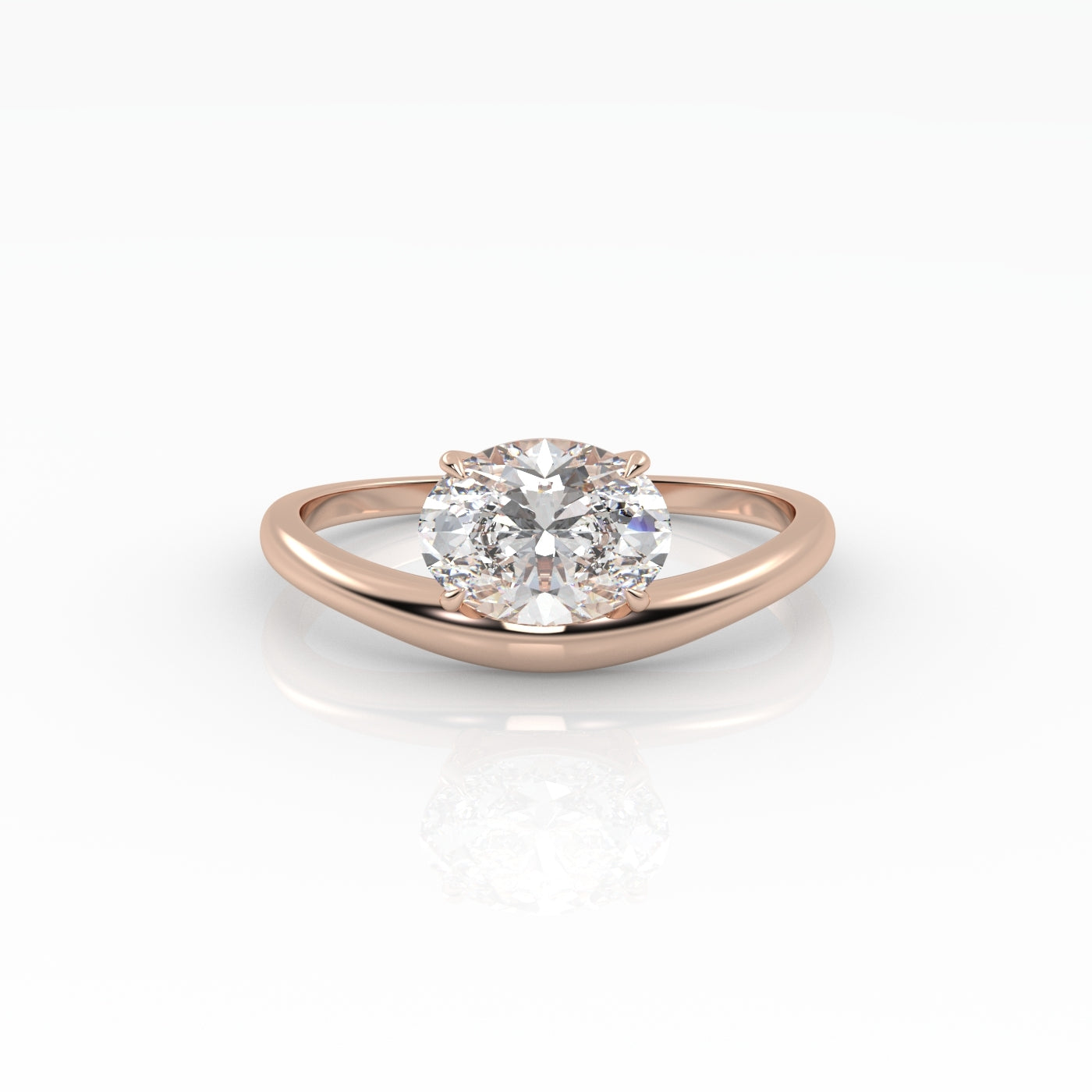Oval Floating Curve Ring