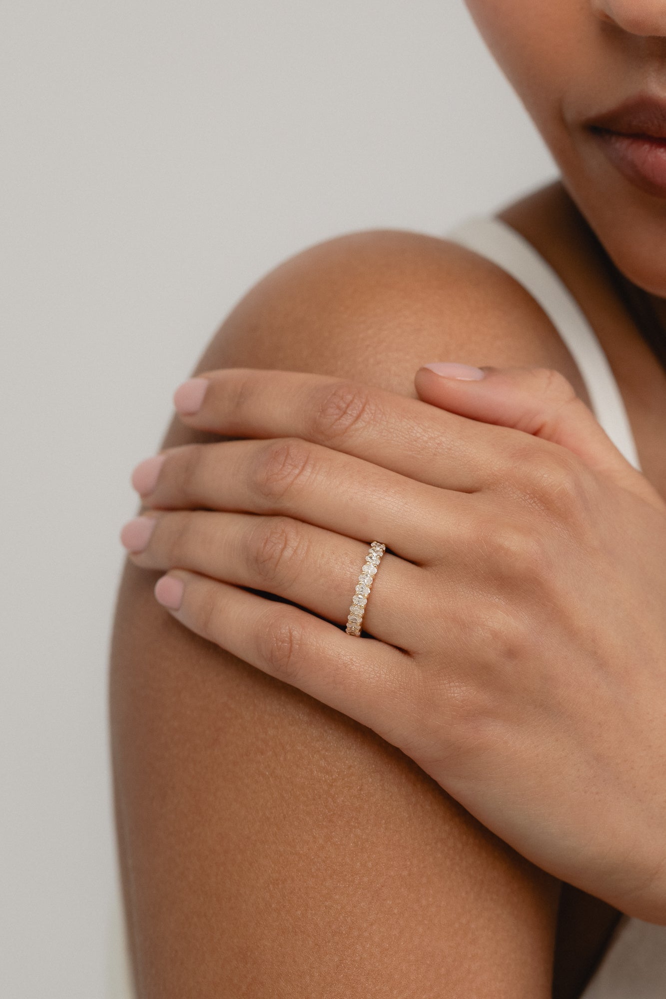 Oval Half Eternity Ring Petite