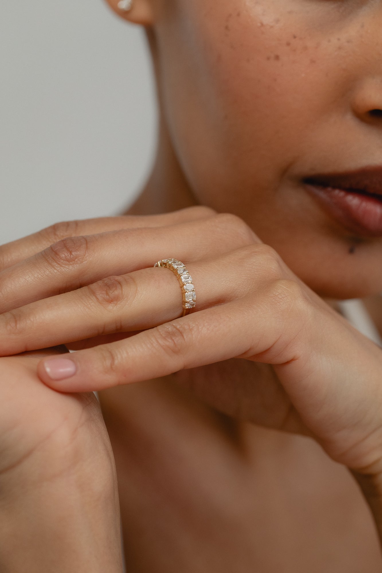 Oval & Emerald Half Eternity Ring