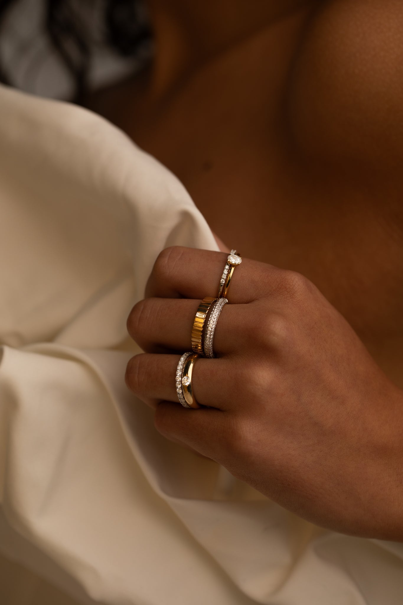 Three Row Pavé Ring