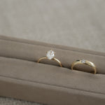 Still life photography of the KARAAT Oval Six Prong Solitaire in 18k rose gold, showcasing the secure six-prong setting.