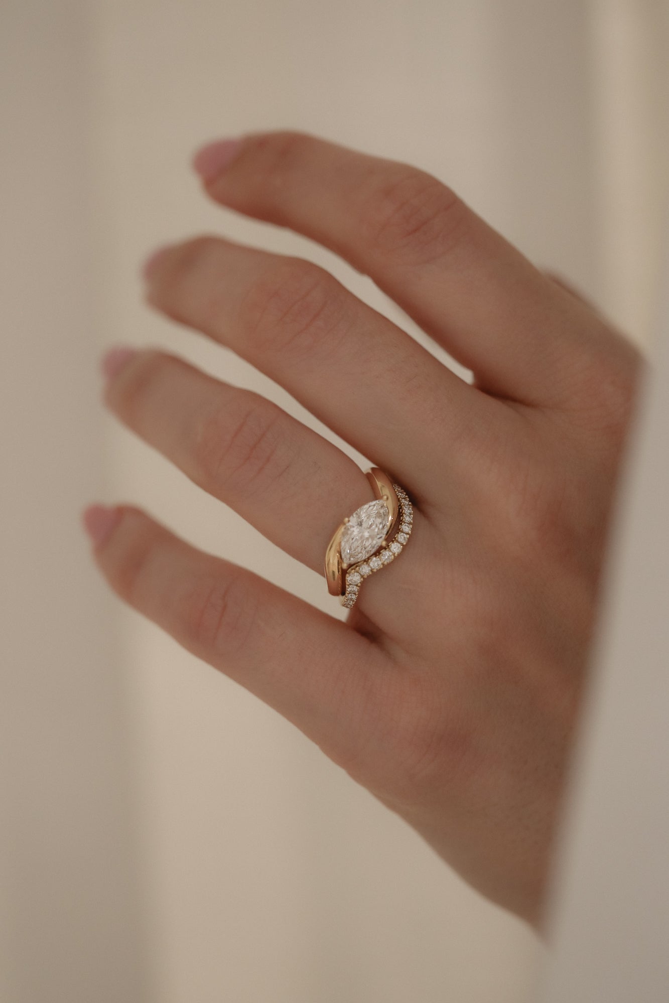 Pavé Marquise Curve Ring
