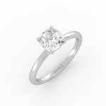 Cushion Solitaire lab-grown diamond ring in the white gold 4-prong setting.
