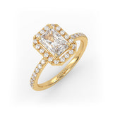 Radiant Solitärring med sidostenar och halo