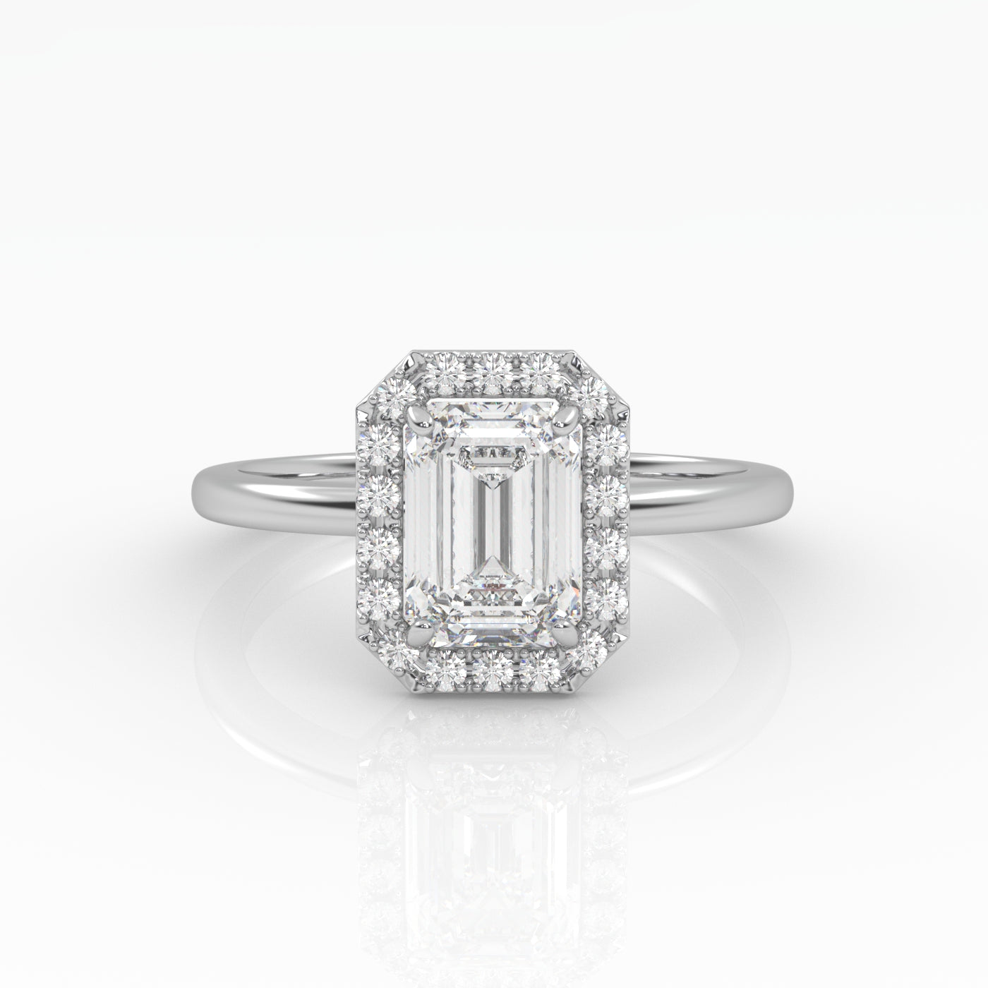 Emerald Solitärring med halo