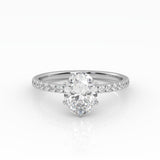 The Oval Six Prong Solitaire with Pavé band