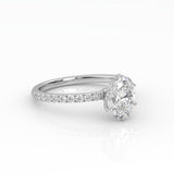 The Oval Six Prong Solitaire with Pavé band