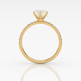 The Oval Six Prong Solitaire with Pavé band